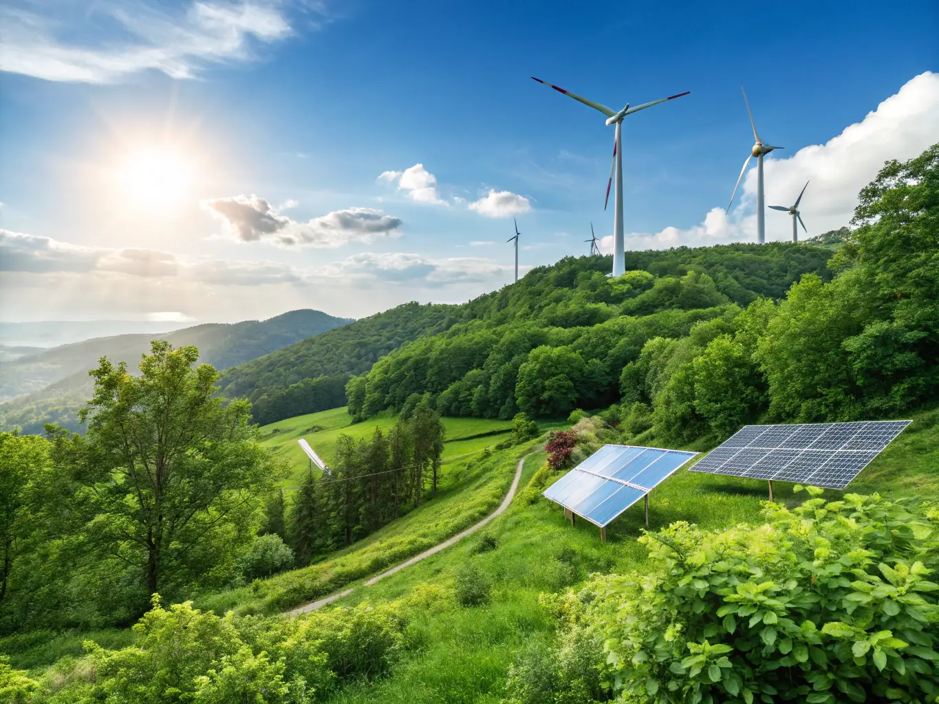 A digital illustration depicting a smart grid powered by AI, optimizing energy distribution and reducing waste.
