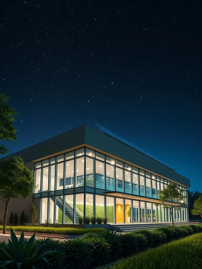 A visual representation of an AI-powered energy platform optimizing energy consumption in a smart building, showcasing the platform's efficiency and sustainability features.